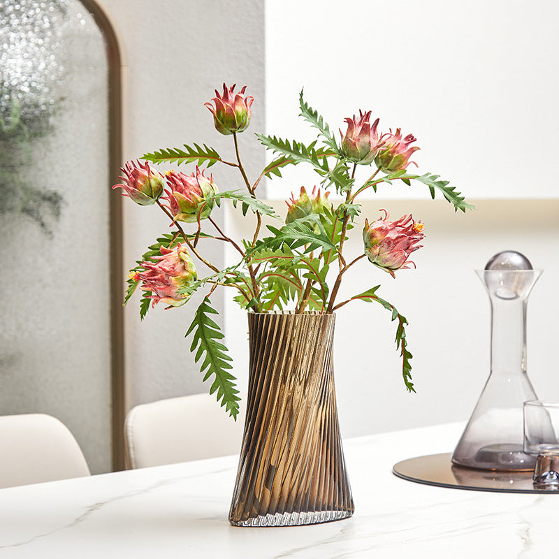 Artificial Milk Thistle Stem, Double Bloom Faux Botanical for Home Decor, Office & Events, 23" with 5 Leaves