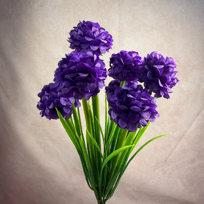 Artificial Chrysanthemum Bush with 6 Blooms, 18" PU Floral Stems for Weddings, Home Decor & Events, Realistic Fake Flowers