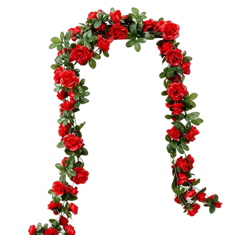 Artificial Rose Garland Vine, 47" Length, 45 Blooms, Modern Farmhouse Style, Perfect for Weddings, Home Decor, & Events