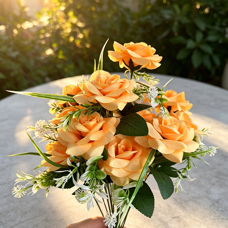 18-Bloom Artificial Rose Bush, 16" Tall, Realistic Faux Silk Roses for Wedding Decor, Home Styling, Events