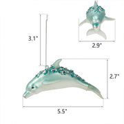 Artificial Glitter Dolphin Ornaments 12 Pcs Christmas Hanging Decorations Bulk Set