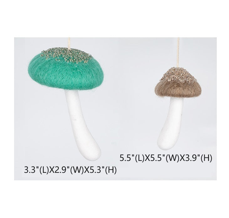Bulk 12 Pcs Christmas Wool Felt Mushroom Ornaments for Xmas Tree Home Indoor Party Decor