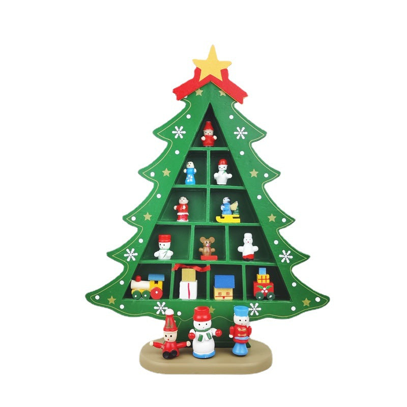 Plaid Christmas Tree with Doll Ornaments Set, Holiday Desktop Decor, Bulk Quantity