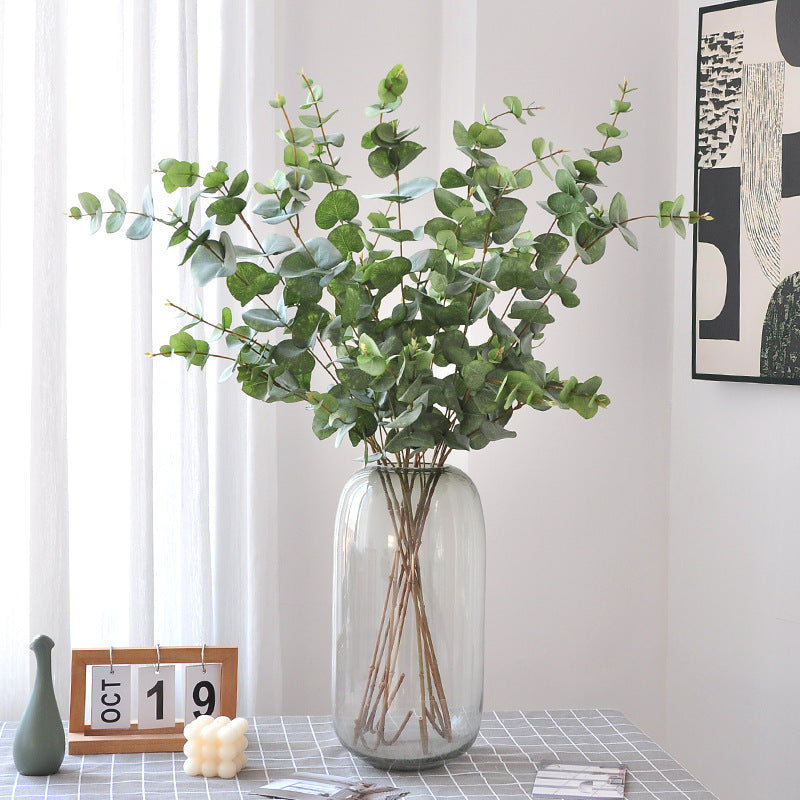 Single Stem Eucalyptus Artificial Branch, 35" Long, Silk-Like Fabric, Indoor Use for Weddings, Home Decor, Events