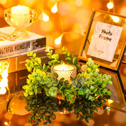Artificial Eucalyptus Candle Holder Rings 11 Inch Mini Tabletop Wreath Centerpiece Bulk Set
