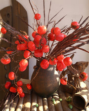 37 Inch Extra Long Artificial Persimmon Stems Branches Bulk Quantity