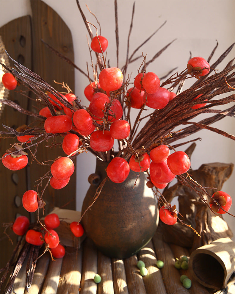 37 Inch Extra Long Artificial Persimmon Stems Branches Bulk Quantity