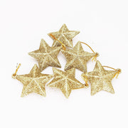 6 Pcs Five-Pointed Star Christmas Ornaments Hanging Decorations for Xmas Trees Bulk Set