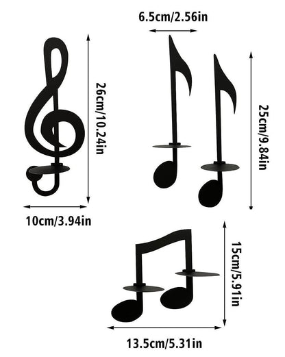 Bulk 4 Pcs Music Notes Candle Holders Wall Mount Hanging Candlestick for Home Living Room Dining Room Art Decor Wholesale