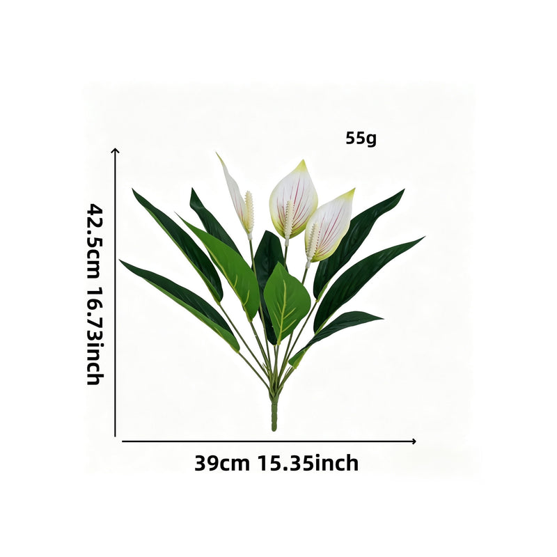 Artificial Anthurium Plant, 12-Bloom Bush, 17" Tall, PE/PVC Material, Indoor Decor for Home, Office, Events