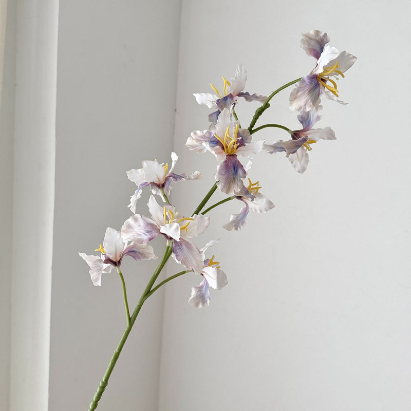 Artificial Iris Flower Bush with 9 Blooms, Silk-Like Fabric, 37" Tall, for Weddings, Home Decor, and Events