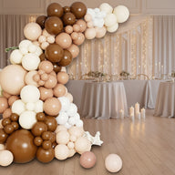 135-Piece Double-Layer Latex Balloon Garland Kit – Blush Coffee Brown & Chocolate Metallic Neutral Party Decor