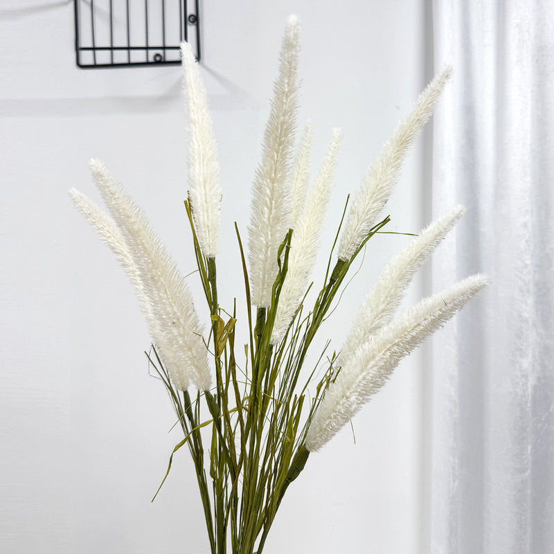 Artificial Reed and Foxtail Grass Bush, 3 Blooms, 35 Inches Tall, Perfect for Wedding, Home, and Commercial Decor