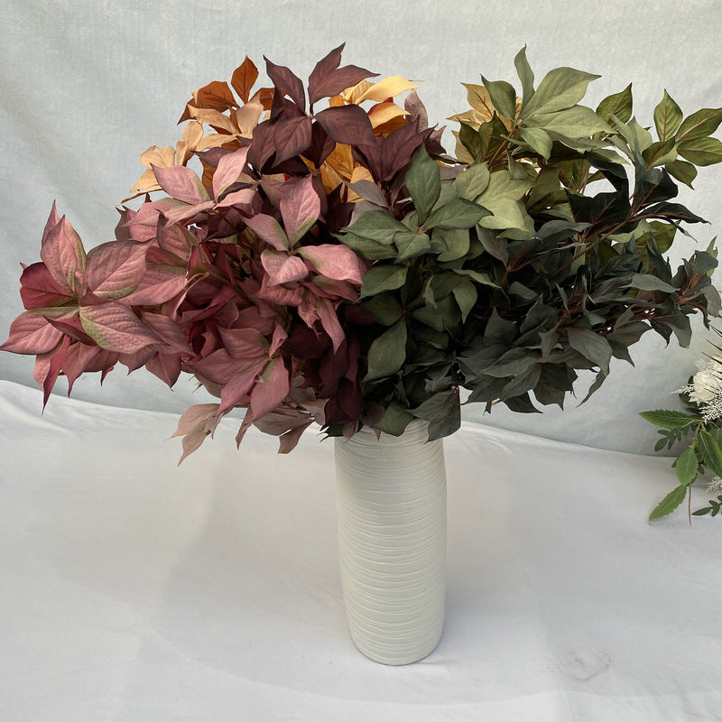 Single Stem Faux Hazel Leaf, 100cm Long, Velvet Fabric, Perfect for Weddings, Home Decor, and Commercial Displays