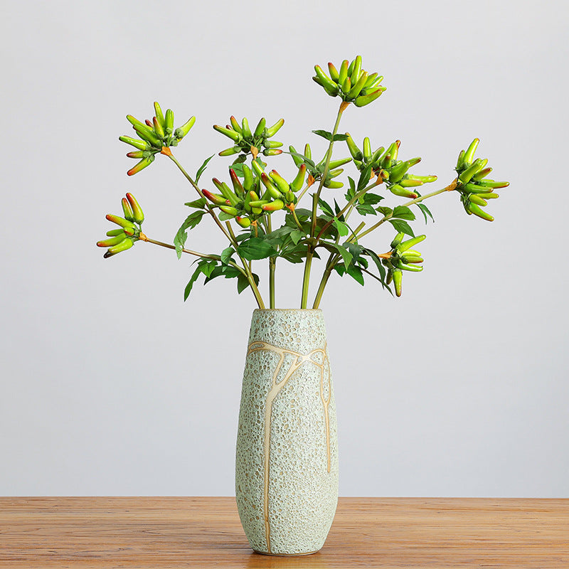 Artificial Chili Pepper Stem, Single Stem with 32 Blooms, 27" Tall, Foam Material, for Home Decor, Wedding, and Commercial Displays