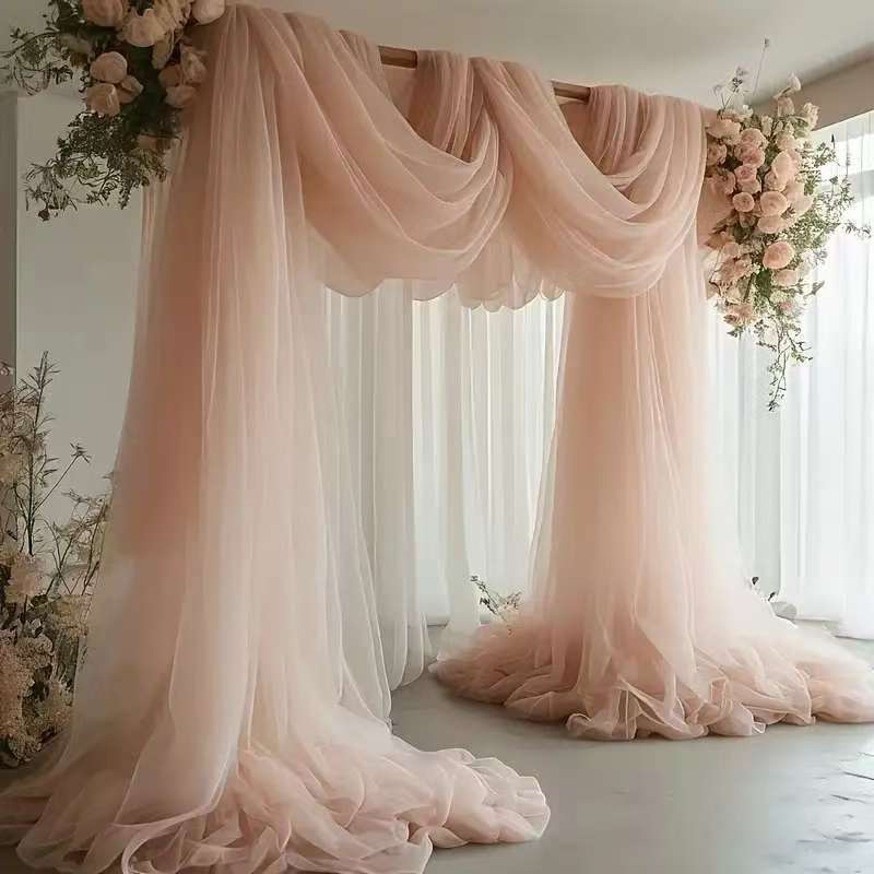 White Sheer Wedding Backdrop Fabric - Outdoor Wedding Arch Decor for Party & Ceremony