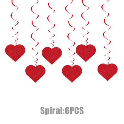 Red Heart Spiral Wedding Decorations - 7 Styles Valentine's Day Proposal Paper Garlands