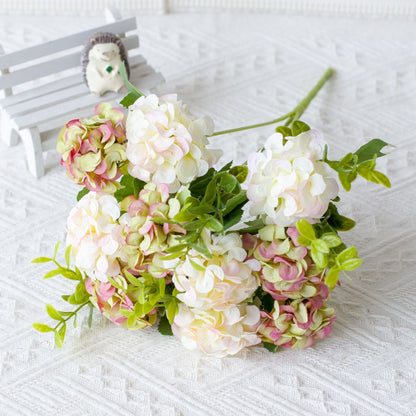 Bulk 5 Pcs Hydrangea Bridal Bouquets Silk Permanent Flower Flexible Stems for Weddings Bridesmaids Reception Centerpieces Wholesale