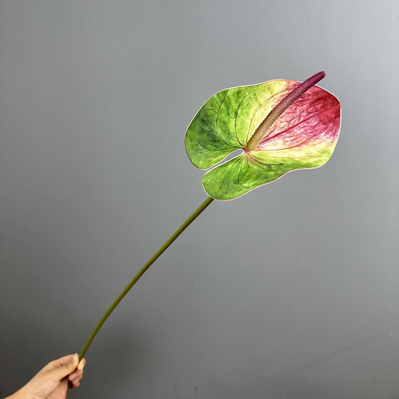 Single Stem Anthurium Artificial Flower, 28" Tall with 5" Bloom, Lifelike Red Flamingo Lily for Home & Event Decor