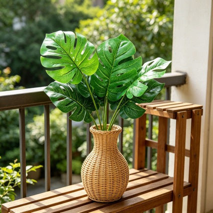 Artificial Monstera Leaf Bush with 9 Blooms, 12"-39" Realistic Faux Greenery for Wedding Decor, Home & Commercial Styling