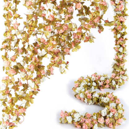 Bulk 8 Pcs Flower Garland 2025 Silk Rose Vine Greenilk Leaves Wedding Arch Boho Wall Decor Reusable Hypoallergenic Party Wholesale