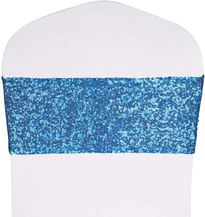 Bulk 2 Pcs Stretch Sequin Chair Sashes Glitter One-Sided Sequins Chair Bands Wholesale