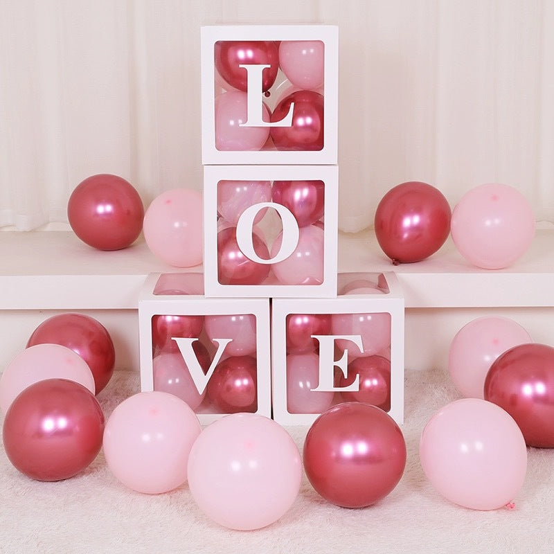 Bulk 4pcs Colorful Printed LOVE Balloon Boxes Holiday and Party Decoration Boxes Wholesale