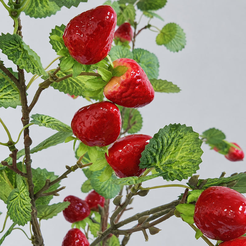 Artificial Wild Berry Bush with Strawberry Fruits, 35" Tall, Foam Material for Home Decor, Wedding Arrangements