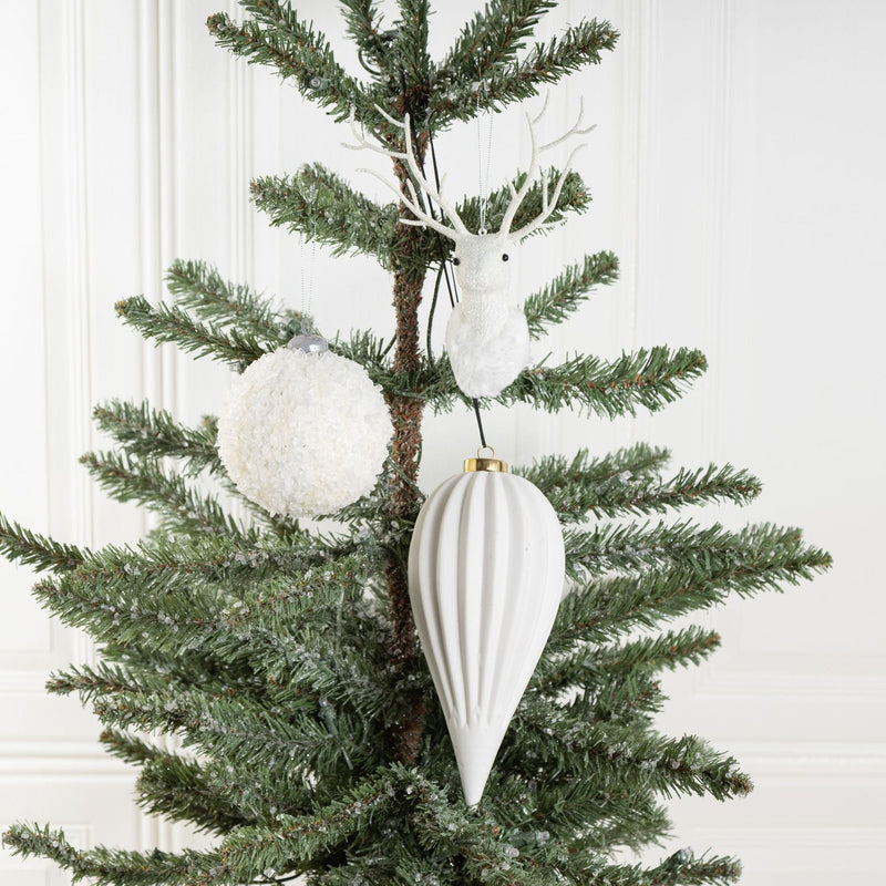 Bulk Christmas Ceramic Hanging Ornaments 3 Shapes Spherical Drop Deer for Xmas Party Decoration