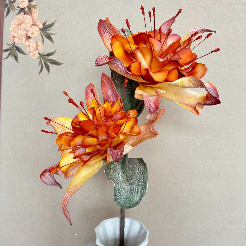 Artificial Wildflower Single Stem with 2 Blooms, 37" Tall Foam Floral for Home Decor, Weddings & Commercial Displays