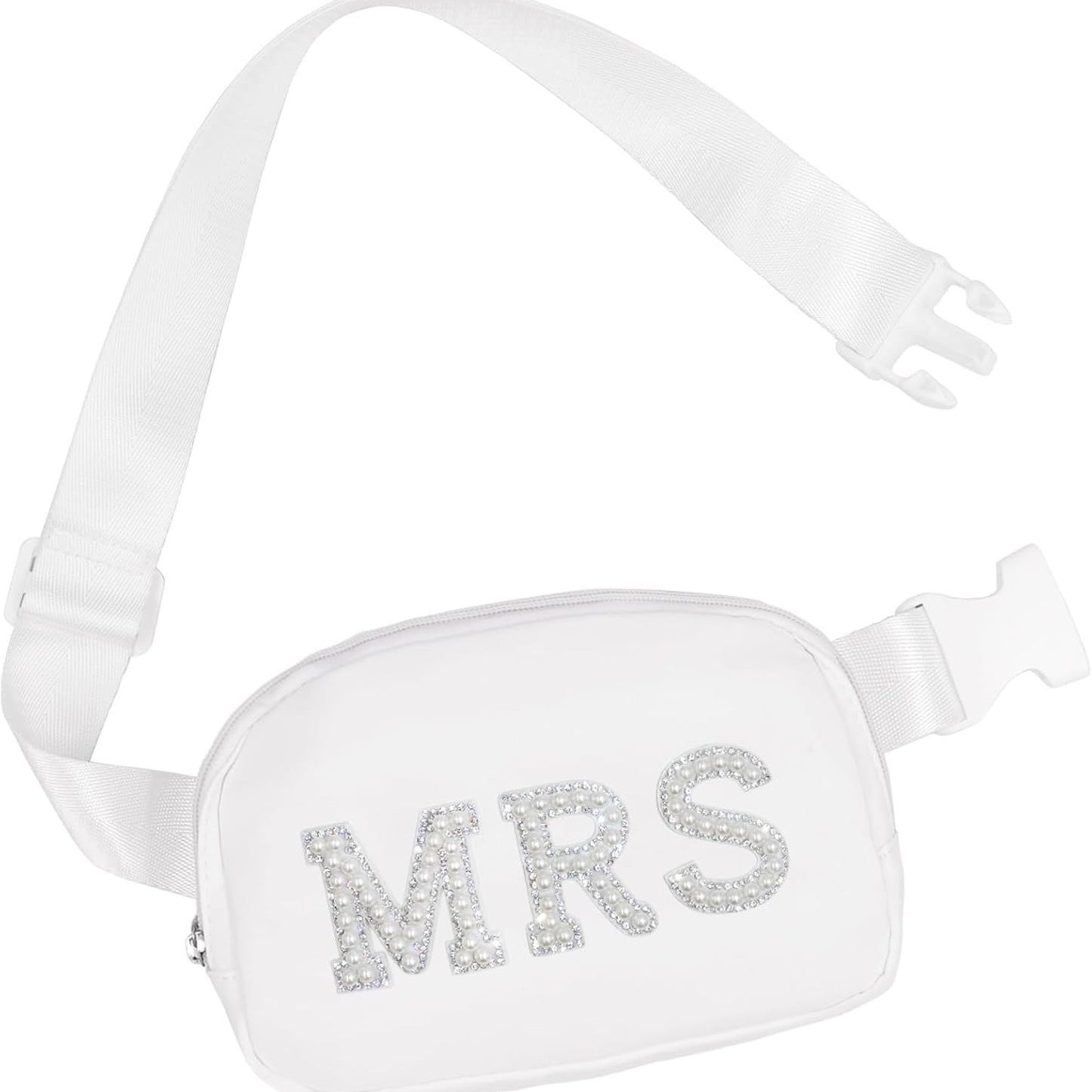 Bride Pearl Letter Fanny Pack Chest Bag - Waterproof Nylon | 8.3x5.7 Inch Wedding Accessory