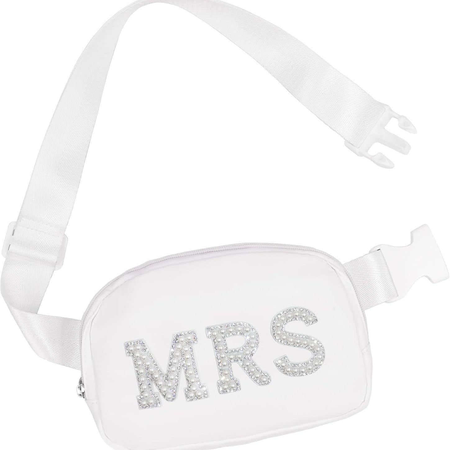 Bride Pearl Letter Fanny Pack Chest Bag - Waterproof Nylon | 8.3x5.7 Inch Wedding Accessory
