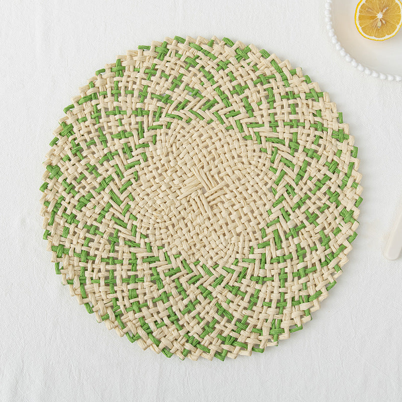 Handmade Paper Round Placemats 2-Pack 15-Inchs Heat-Resistant Mats for Plates/Mugs/Home Decoration