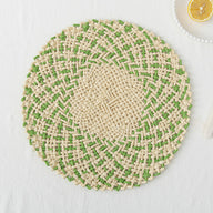Handmade Paper Round Placemats 2-Pack 15-Inchs Heat-Resistant Mats for Plates/Mugs/Home Decoration