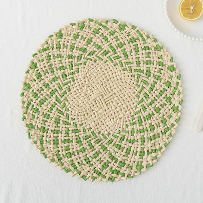 Handmade Paper Round Placemats 2-Pack 15-Inchs Heat-Resistant Mats for Plates/Mugs/Home Decoration