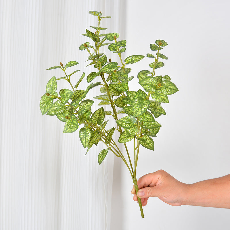 Artificial Caladium Leaf Bush, 7" Silk-Like Faux Greenery, Indoor Outdoor Decor