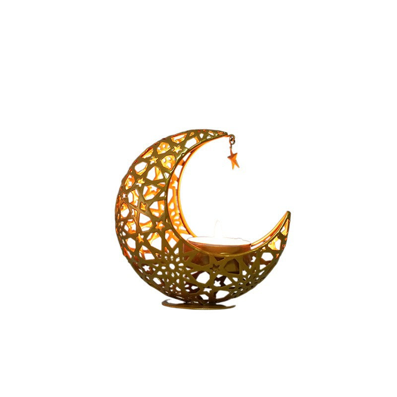Bulk Moon Shape Candle Holder Hollow Out Candlestick for Home Office Wedding Anniversary Valentine's Day Table Centerpiece Decorations Wholesale