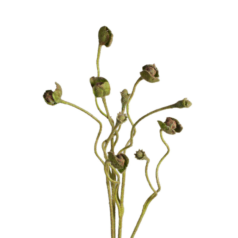 Artificial Poppy Seed Pod Bush, Faux Silk-Like Fabric Fruit Stem, for Wedding, Home & Floral Arrangements
