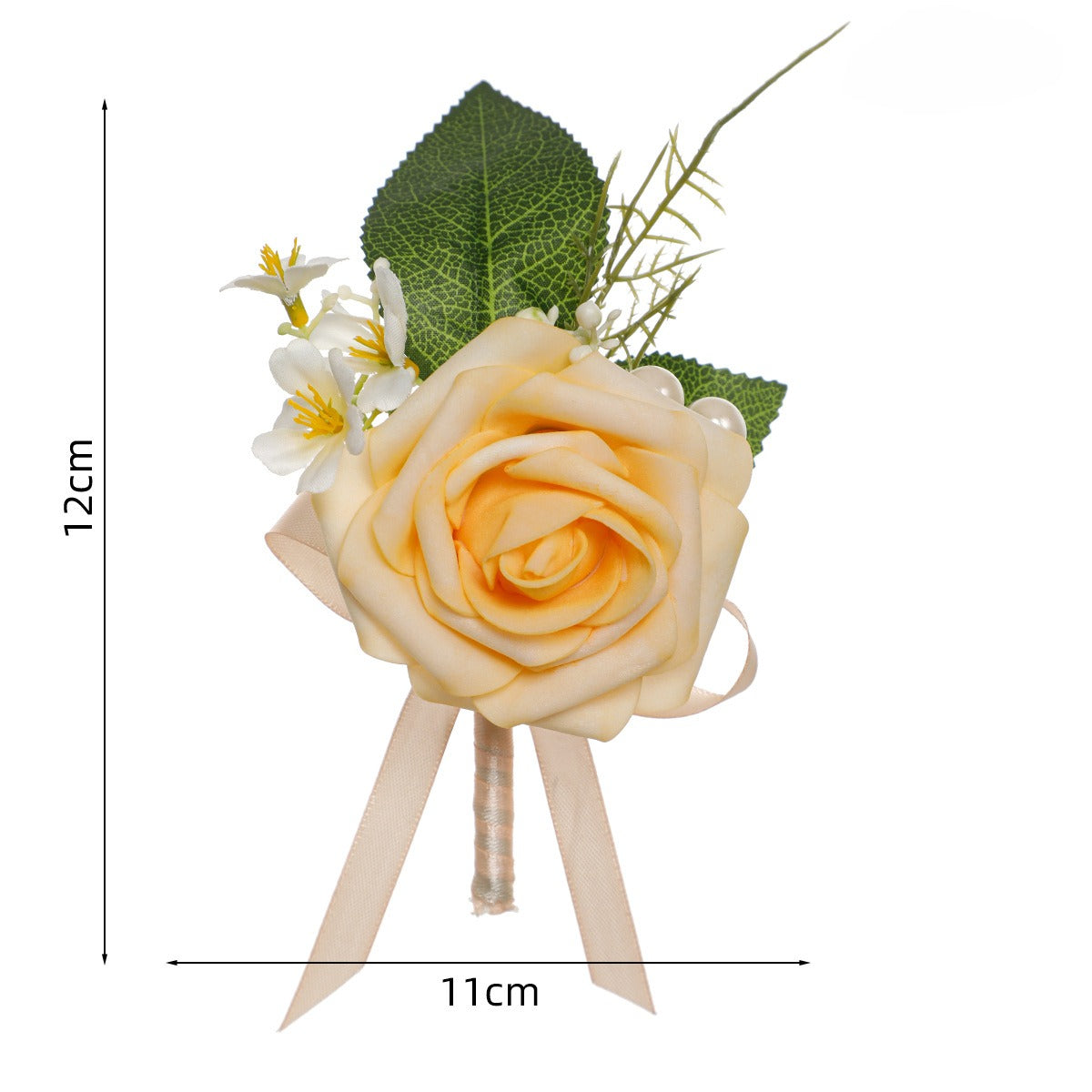 Premium 6 Pcs Men's Boutonniere High Quality Silk Rose Wedding Groomsmen Corsage Prom Anniversary Events Durable Floral Accessories