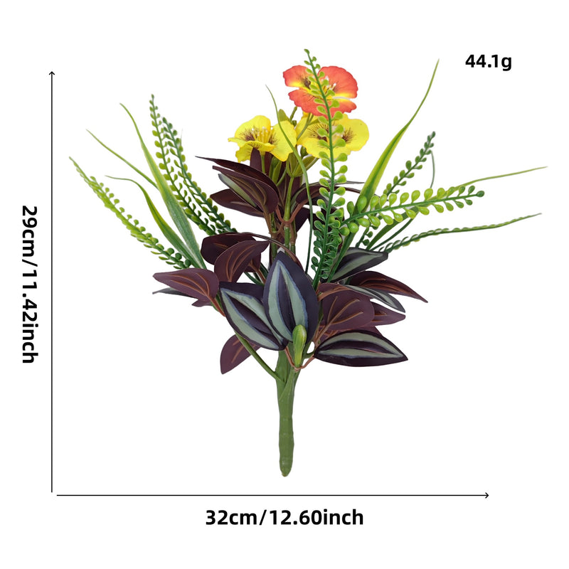 Artificial Devil's Ivy and Impatiens Bush, 11.5 Inches, Perfect for Office, Home Decor, and Events