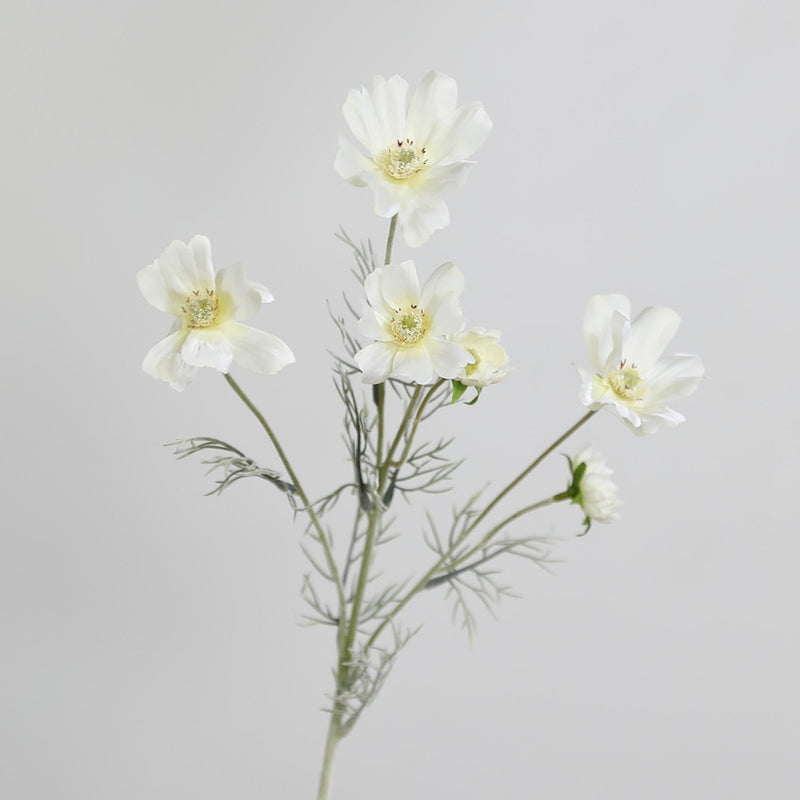 Artificial Cosmos Flower Bush with 6 Blooms, Silk-Like Fabric, 24" Tall, Indoor Decor