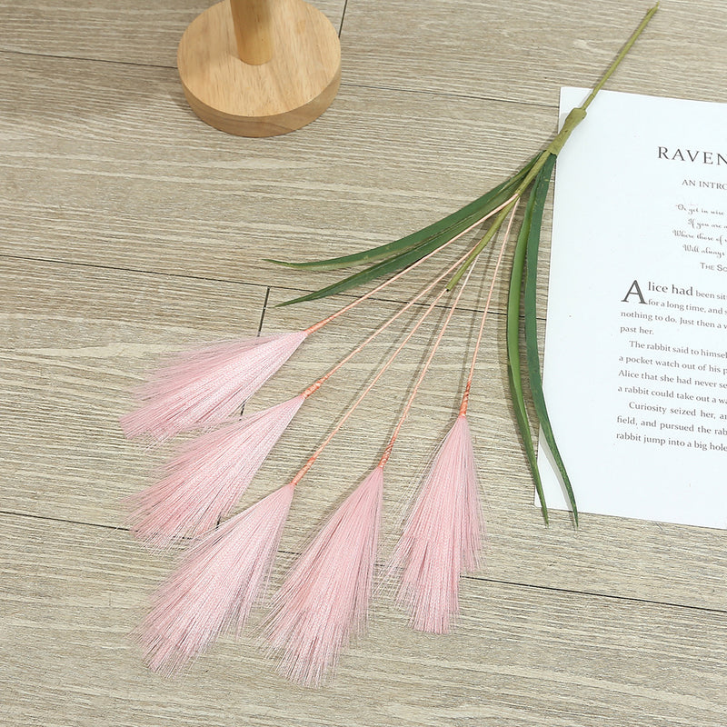 20" Artificial Pampas Grass Stem, Single Feather Reed Stem for Wedding Centerpieces & Home Decor, Realistic Faux Silk Pampas