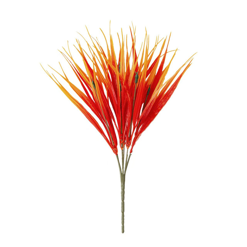 Artificial Spring Grass Bush, 7-Branch Faux Wheat Grass Stems, Pack of 5, Plastic, for Wedding, Outdoor & Home Decor