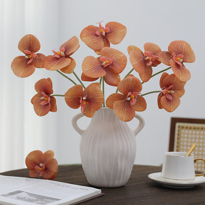 Premium 3D Film Artificial Butterfly Orchid Bouquets - 5 Bunches (3 Stems per Bunch) for Home & Wedding Decor