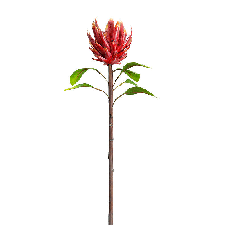 Single Stem Protea King Artificial Flower, 25" Tall, Silk-Like Fabric, Perfect for Weddings and Home Decor
