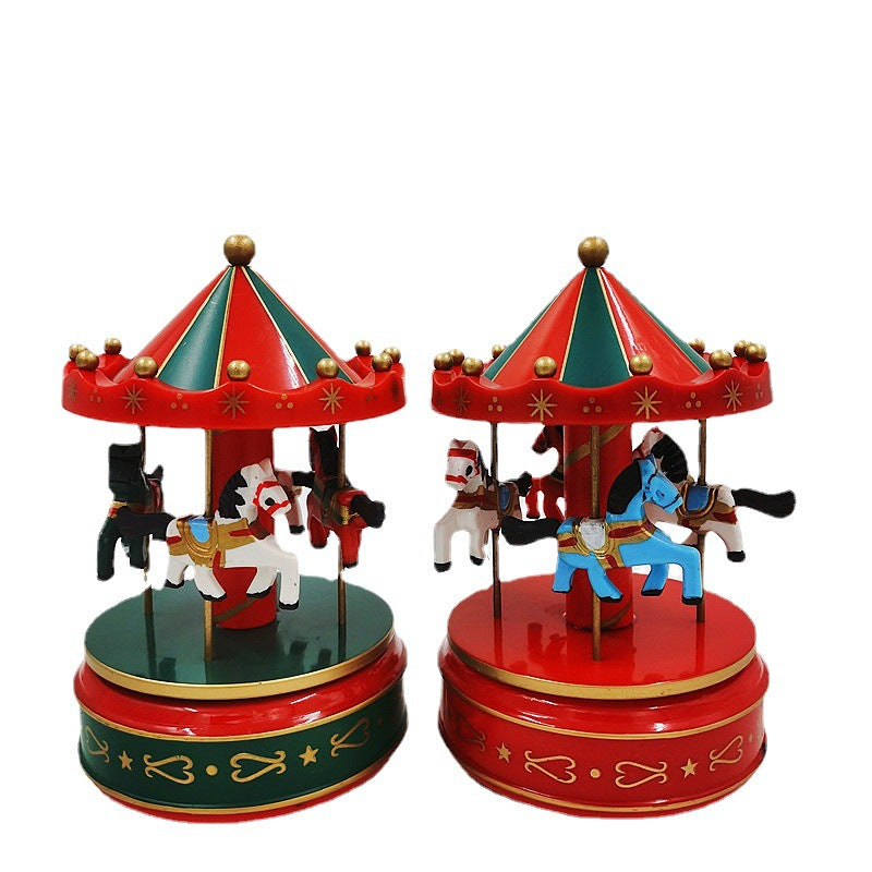 Christmas Carousel Music Box with 4 Moving Horses, Festival Ornament Toy, Bulk Wholesale