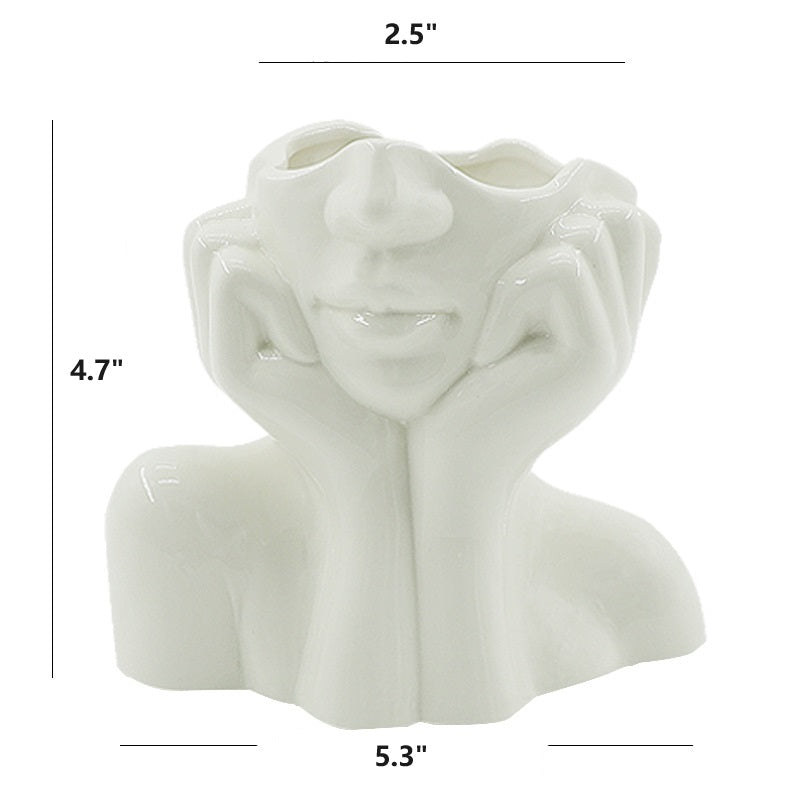 Bulk 1pc Boho Vases Double Hand Face Arm Half Body Portrait Decoration Vase Desktop Decoration for Home Living Room Office Bookshelf Wholesale