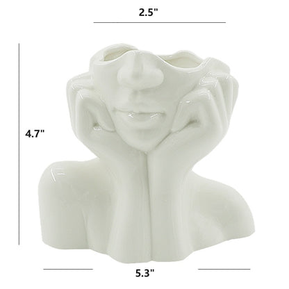 Bulk 1pc Boho Vases Double Hand Face Arm Half Body Portrait Decoration Vase Desktop Decoration for Home Living Room Office Bookshelf Wholesale