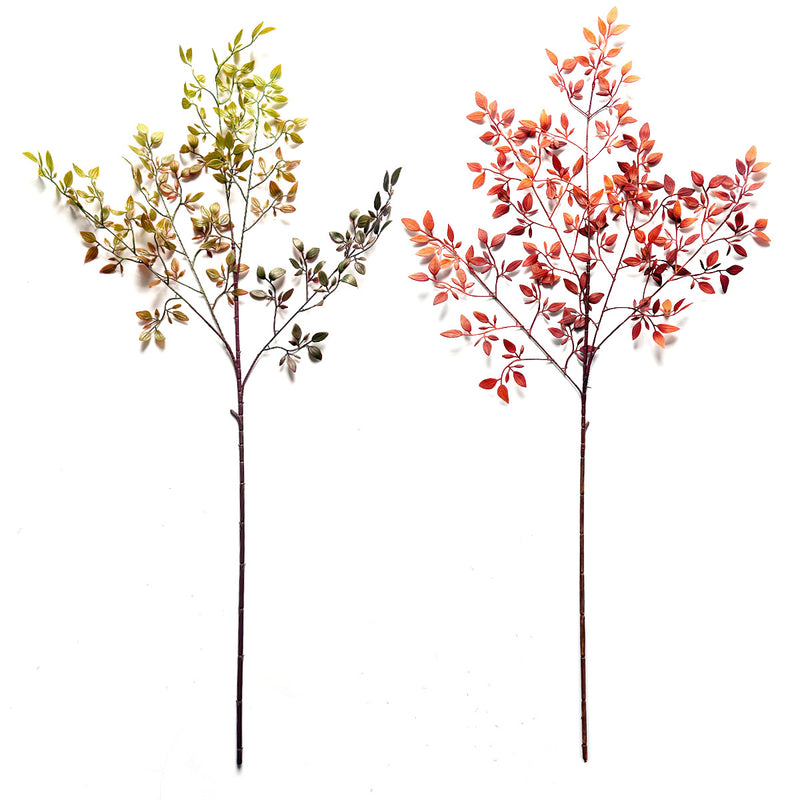 Artificial Nandina Stem, Single Faux Berry Branch in Orange, Autumn or Green, for Home Decor, Weddings & Floral Arrangements