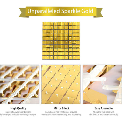 Bulk 24pcs Square Sequin Shimmer Wall Backdrop Panels Photo Backdrops for Birthday Anniversary Wedding Graduation Party Decoration Wholesale